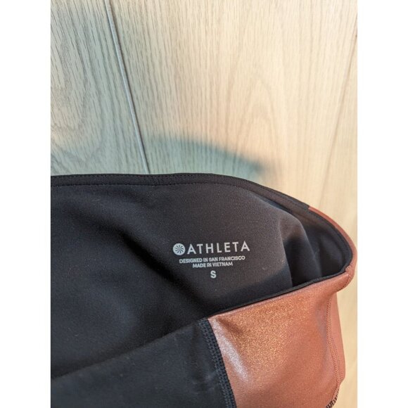 Athleta Salutation Colorblock Asym Powervita Leggings Size Small Copper Black - Picture 10 of 12
